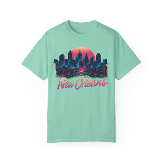 Retro New Orleans Cityscape T-Shirt | Unisex Garment-Dyed Tee